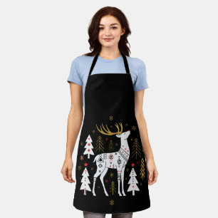 Moderne skandinavische Weihnachtsrentier-Folk-Art Schürze