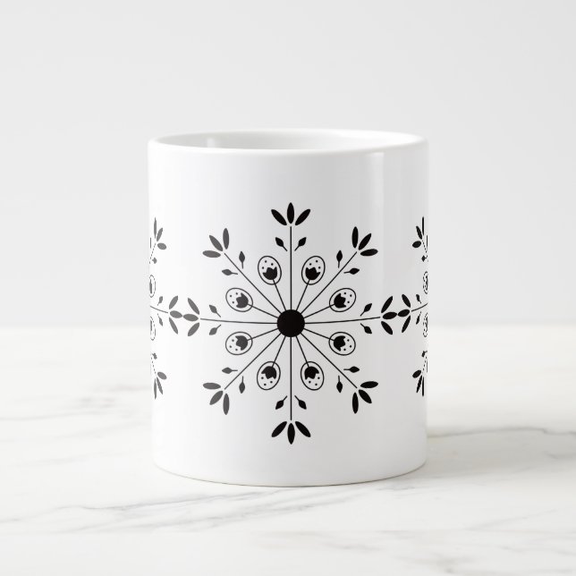 Moderne skandinavische Weihnachtsschneeflocke Jumbo-Tasse (Vorderseite)