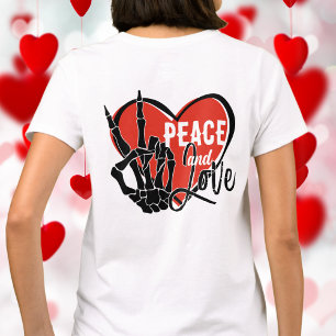 Moderne Skeletthand Frieden und Liebe  T-Shirt