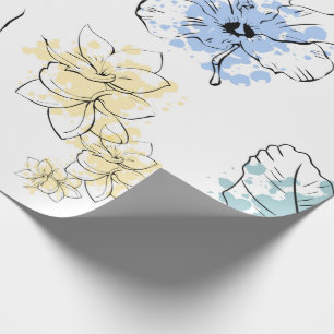 Moderne Sketch-Floral Splash Geschenkpapier