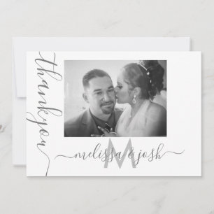 Moderne Skript Dankeschön Hochzeitspaare Fotokarte Einladung