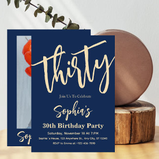 Moderne Skript-Einladungen zum 30. Geburtstag Einladung