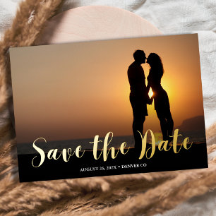Moderne Skript Foto Save The Date Folieneinladung