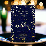 Moderne Skript Goldfolie Konfetti blauen Hochzeit Folieneinladung<br><div class="desc">Bereiten Sie sich mit unserem modernen Gelben Real Gold Foil Confetti Glitzer Navy Blue Wedding Einladung auf ein unvergessliches Fest vor. Dieses zeitgenössische Design vereint markante gelbe Goldfolie Confetti und marineblaue blaue Akzente für einen wirklich faszinierenden Look. Die elegante Schrift-Kalligraphie-Bürste verleiht der Kamera eine zusätzliche Schicht an Eleganz, was sie...</div>