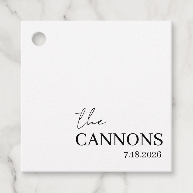 Moderne Skript-Hochzeit Personalisierter Name Datu Geschenkanhänger (Vorderseite)
