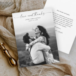 Moderne Skript-Liebe und Dank Foto-Hochzeit Dankeskarte