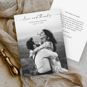 Moderne Skript-Liebe und Dank Foto-Hochzeit Dankeskarte