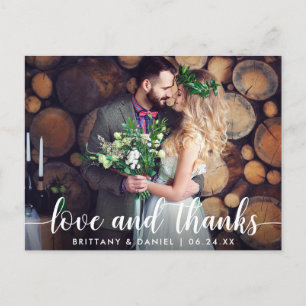Moderne Skript-Liebe und Dank Hochzeitspaar Postkarte