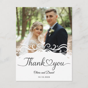 Moderne Skript-Liebesherz-Hochzeit Flach Dankeschö Postkarte