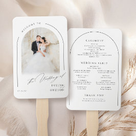 Moderne Skript-Minimal-Foto-Bogen-Hochzeitsprogram Fächer