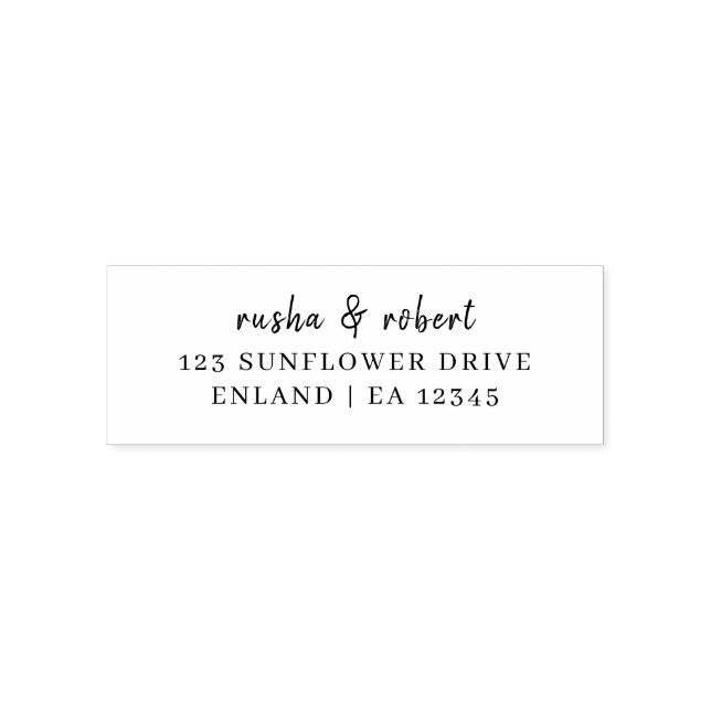Moderne Skript-Minimal-Hochzeitsadresse Permastempel (Design)
