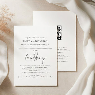 Moderne Skript Platz für Gastname QR-Code Hochzeit Einladung