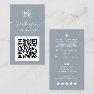 Moderne Skript QR Code dusty Blue Reihenfolge dank Visitenkarte