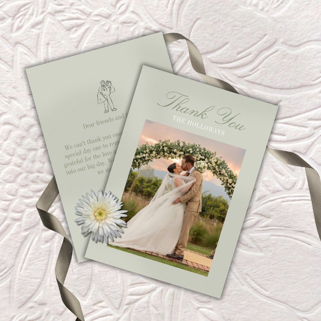 Moderne Skript-Sage-Grün-Hochzeits-Dankeskarten Dankeskarte (Modern Script Sage Green Wedding Thank You Card)