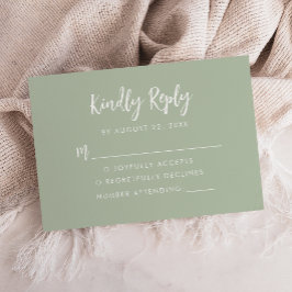 Moderne Skript-Sage-Hochzeit RSVP Karte