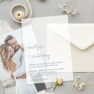 Moderne Skript-Staubblau-Minimalistische Hochzeit