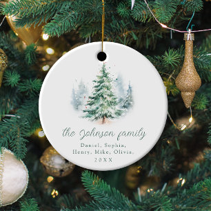 Moderne Skript-Tannenbaum-Familien-Weihnachten Keramik Ornament