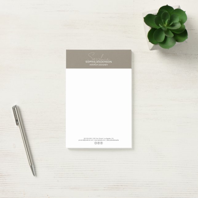 Moderne Skript-Taupe-Professional-Geschäft Post-it Klebezettel (Büro)