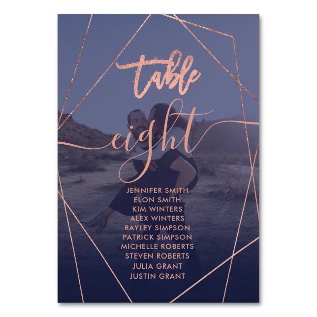 Moderne Skript terrarium Marine Foto Hochzeit Tischnummer (Vorderseite)