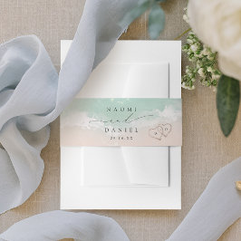 Moderne Skriptanhöre in der Hochzeit am Sandstrand Einladungsbanderole