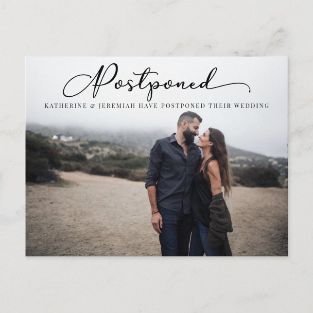Moderne Skripte, die auf Hochzeit verschoben wurde Postkarte (Vorderseite)