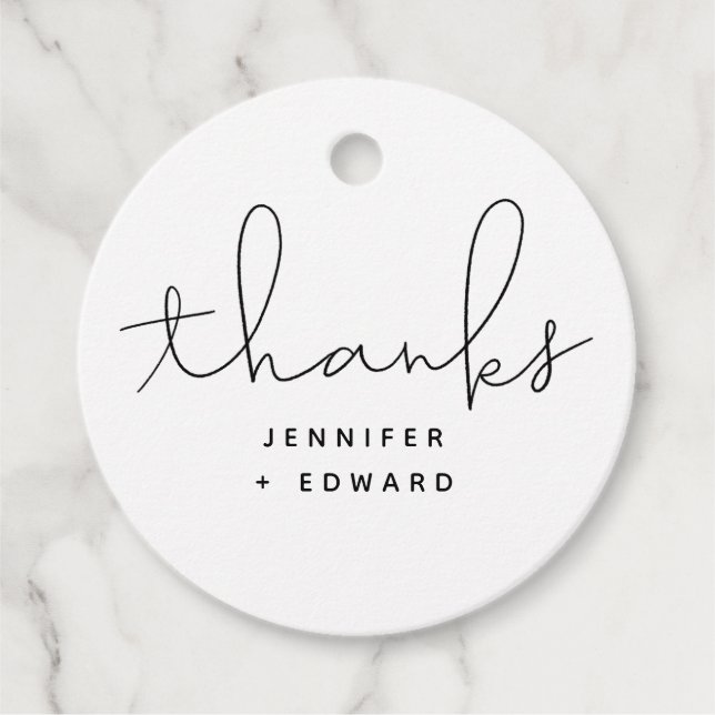 Moderne Skripte Hochzeit Schwarz-Weiß Geschenkanhänger (Vorderseite)