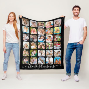 Moderne Skriptfamilie Name 30 FotoCollage Fleecedecke