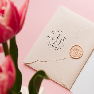 Moderne Skriptfamilie Name Runde Rücksendeadresse Permastempel