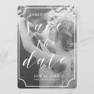 Moderne Skriptgrenze Benutzerdefiniertes Foto Sa Save The Date