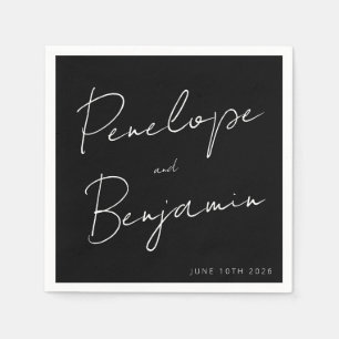 Moderne Skripthandschrift Custom Wedding Black Serviette