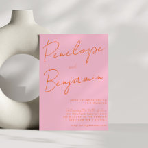 Moderne Skripthandschrift Hochzeitrosa Orange