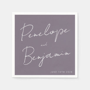 Moderne Skripthandwriting Wedding Dusty Lila Serviette