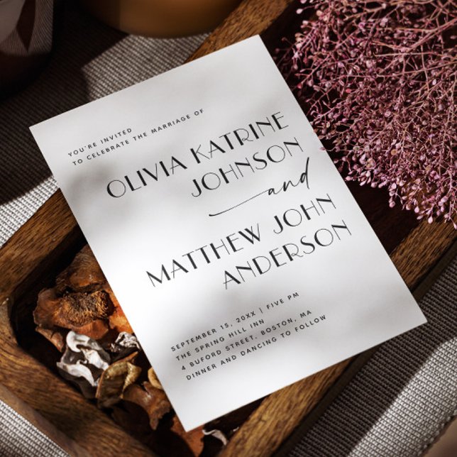 Moderne Skripthochzeit | Minimalistisches Foto + Q Einladung (Von Creator hochgeladen)