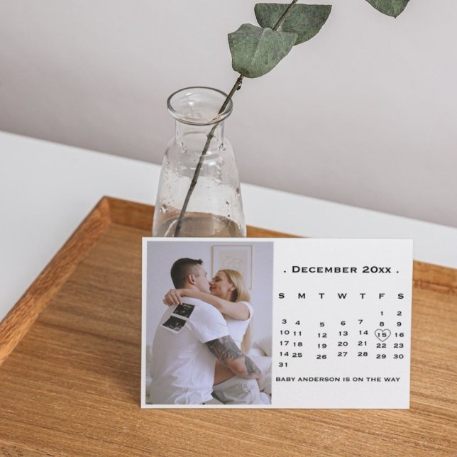 Moderne Skriptkalender Schwangerschaftsankündigung Ankündigung (Von Creator hochgeladen)