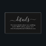 Moderne Skriptkalligrafie Minimale Details Schwarz Begleitkarte<br><div class="desc">Minimal Gehäuse-Karte mit einem Header in Skriptkalligraphie und Informationen oder Nachricht an Gäste in der modernen Typografie. Das ist die schwarze Version.</div>