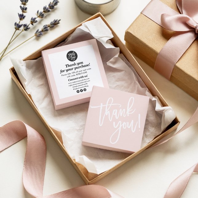 Moderne Skriptkalligraphie dankt dem blush pink (Modern script calligraphy thank you blush pink)