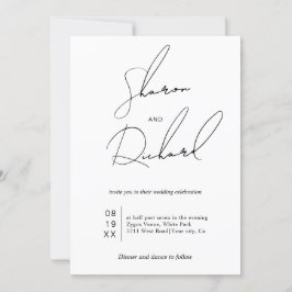 Moderne Skriptkalligraphie schwarz, weiß Hochzeit Einladung
