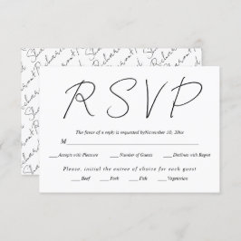 Moderne Skriptkalligraphie Schwarz-Weiß-Hochzeit RSVP Karte