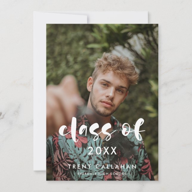 Moderne Skriptklasse 2025 Foto Abschluss Ankündigung (Vorderseite)