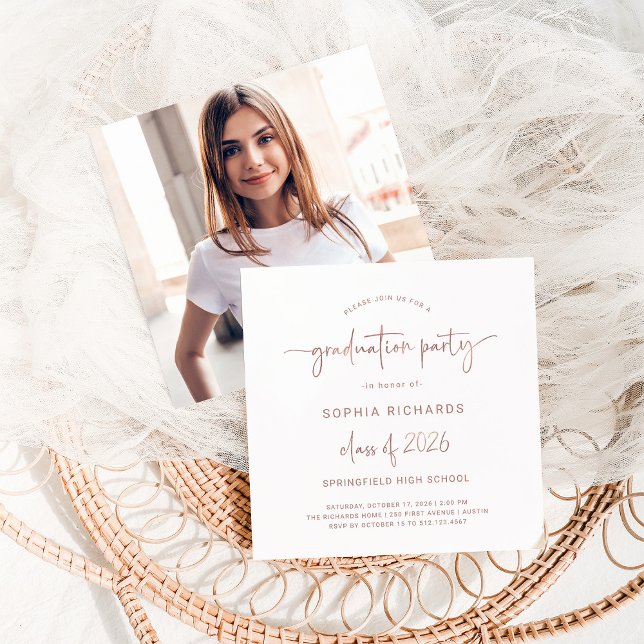 Moderne Skriptklasse der Foto Graduation Party 202 Einladung (Von Creator hochgeladen)