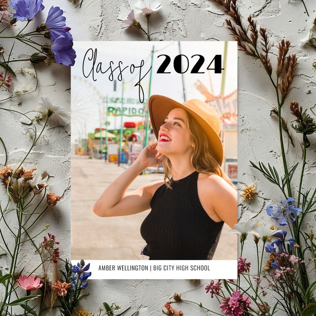 Moderne Skriptklasse Einfaches Foto Abschluss Einladung (Von Creator hochgeladen)