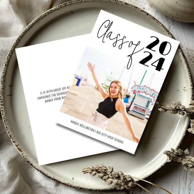 Moderne Skriptklasse Einfaches Foto Abschluss Einladung (Von Creator hochgeladen)