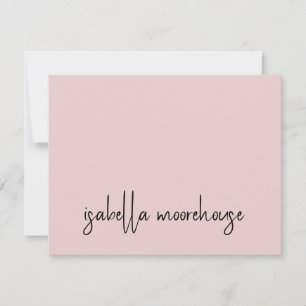 Moderne Skriptname Blush Pink Flat Note Card Mitteilungskarte