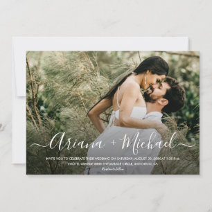 Moderne Skriptnamen Custom Foto Wedding Einladung