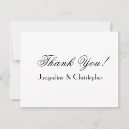 Moderne Skriptnamen Einfache schick-weiße Hochzeit Dankeskarte