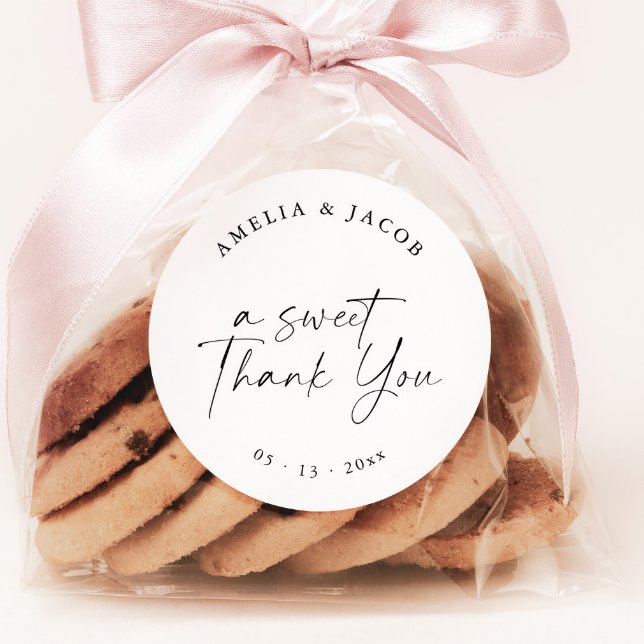 Moderne SkriptPersonalisierte Gastgeschenk Hochzei Runder Aufkleber (Von Creator hochgeladen)