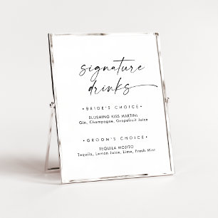 Moderne Skriptsignatur Drinks signieren Poster