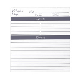 Moderne Skriptspät graue Personalisierte Rezepte Notizblock