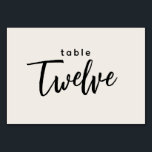 Moderne Skripttabelle 12 Zwölf Off-White Wedding Tischnummer<br><div class="desc">Modernes Drehbuch Tabelle 12 Offweiße Hochzeit- oder Abendessen Party Tischnummer. Der 12 wird in einem schicken und trendigen, handgeschriebenen Schriftart geschrieben. Die Hintergrundfarbe dieser Tischnummer ist farbeditierbar, klicken Sie einfach auf die Schaltfläche Weitere Farben anpassen, um eine beliebige Farbe auszuwählen. Ein stilvolles, aber einfaches Design in schwarz und cremefarben oder...</div>