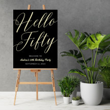 Moderne Skripttypografie Hallo Fifty Black Gold